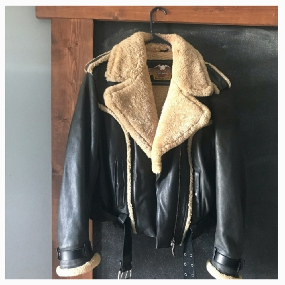 Vintage Harley Davidson Sherpa Leather Jacket